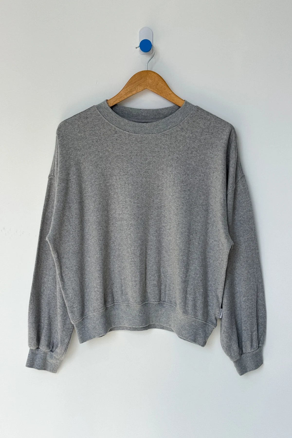Le Bon Shoppe Pointelle Corr Sweatshirt in Melange Grey