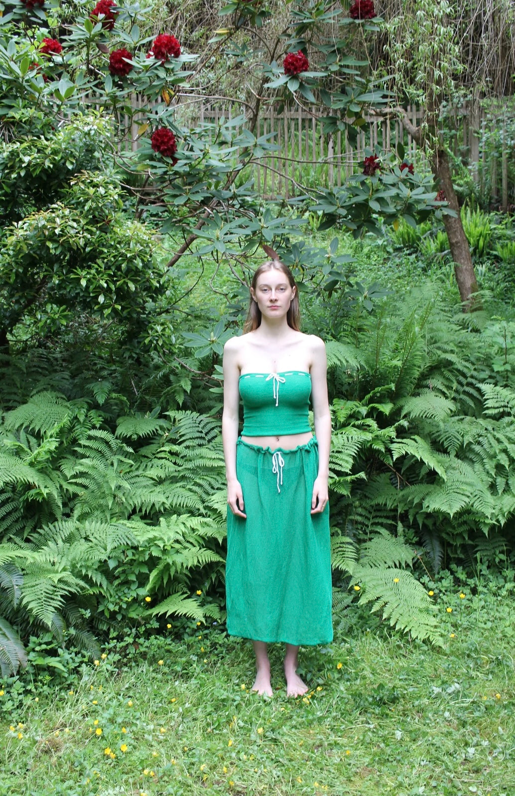 Pearle Knits Tie Tube Top in Kelly Green