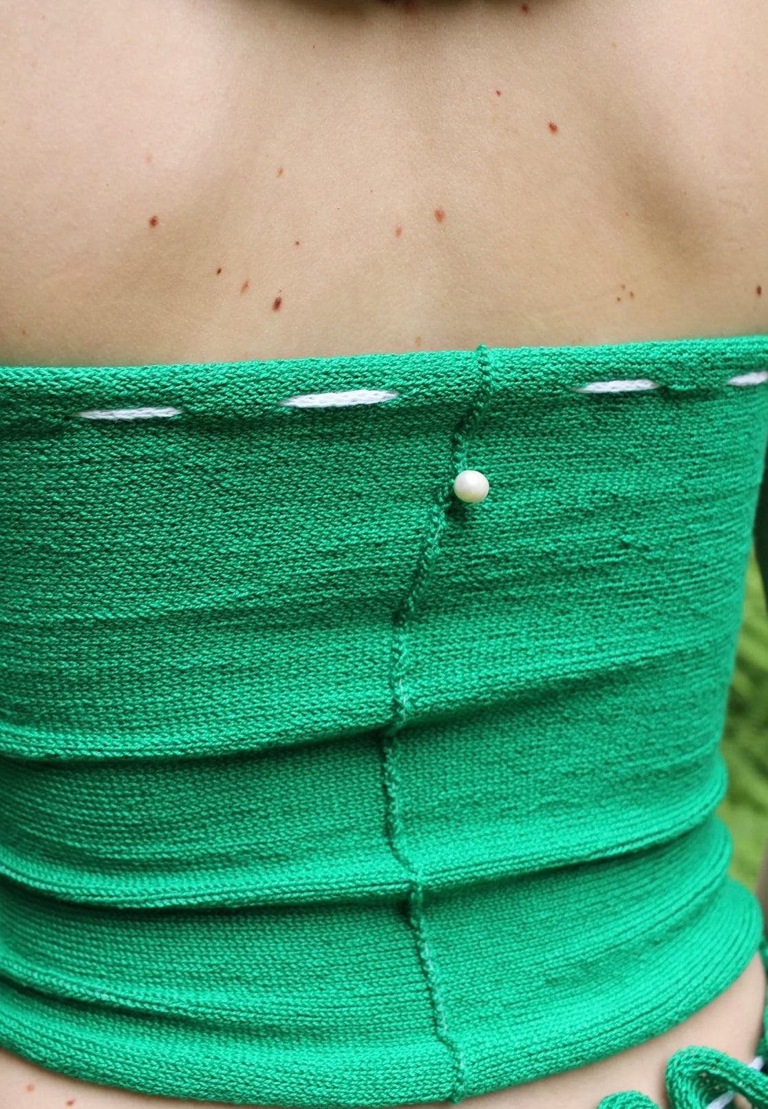 Pearle Knits Tie Tube Top in Kelly Green