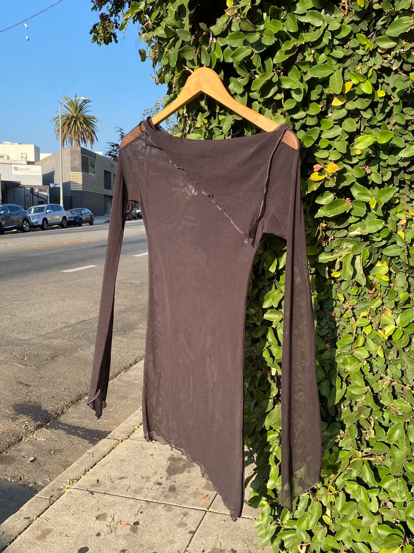 Flore de Sermet Asymmetric Short Dress in Dark Grey