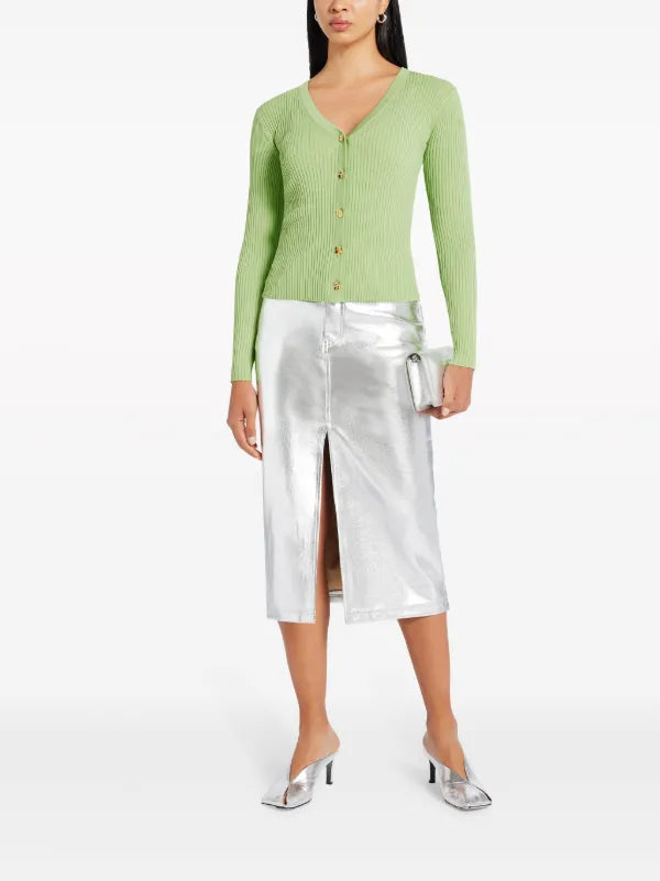 STAUD Oaklyn Skirt in Silver (L)