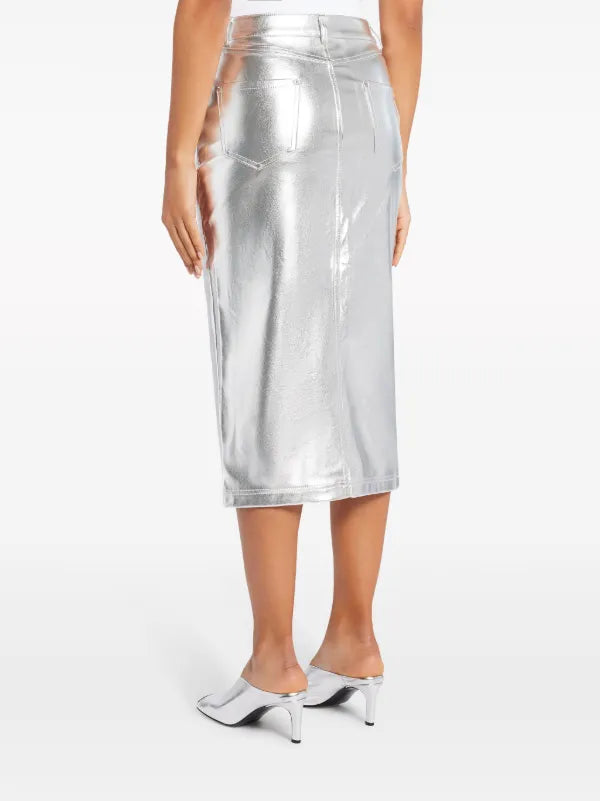 STAUD Oaklyn Skirt in Silver (L)