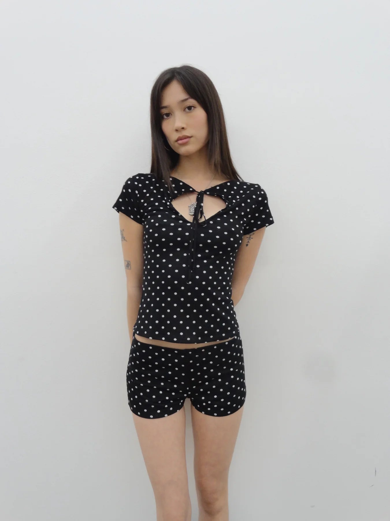 CAMPBELL&KRAMER Cleo Keyhole Top in Black Polka Dot