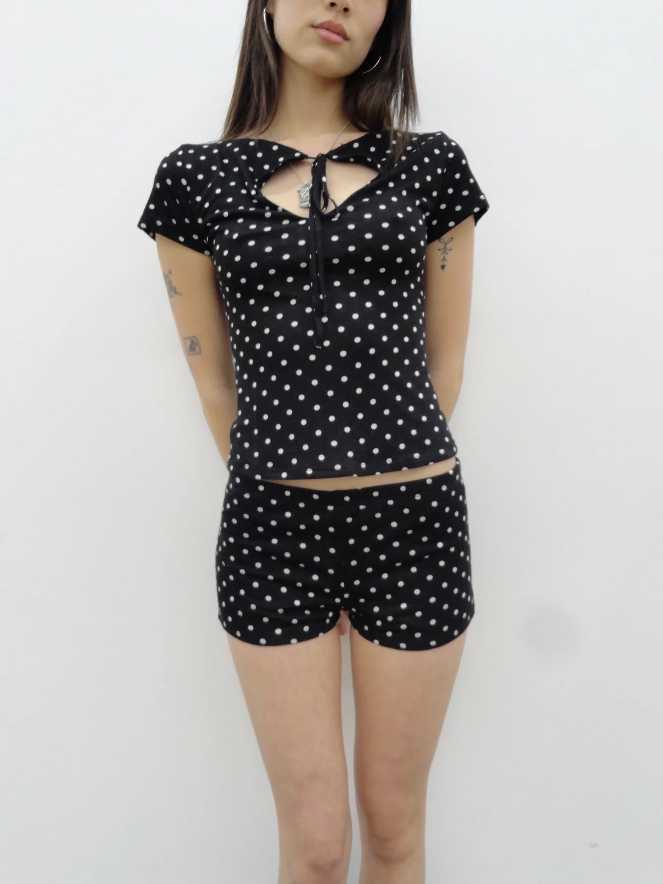 CAMPBELL&KRAMER Cleo Keyhole Top in Black Polka Dot