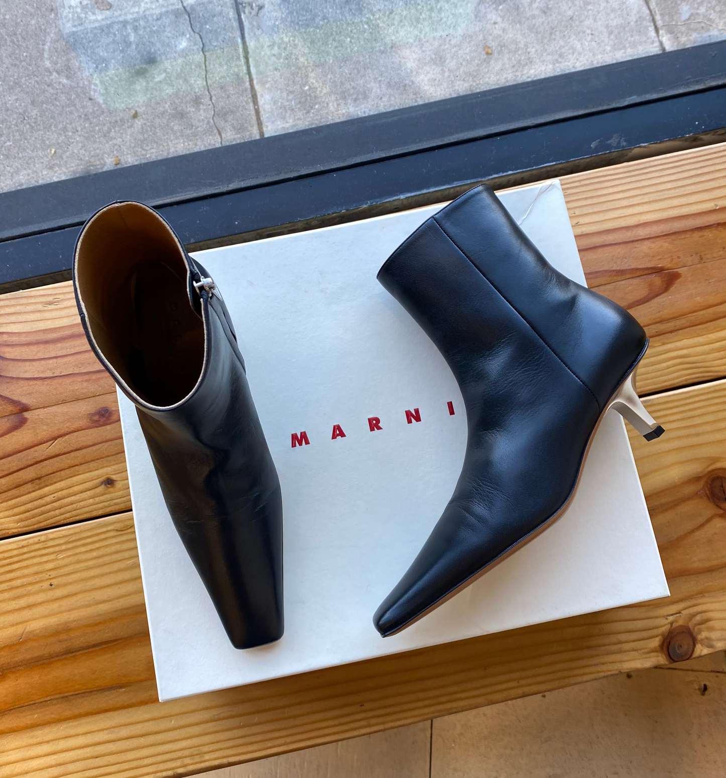 Marni Nappa Leather Heeled Ankle Boot (Sz 38)