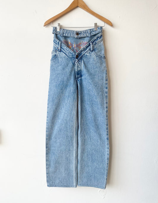 Y/Project Crystal Embellished High Waisted Jeans