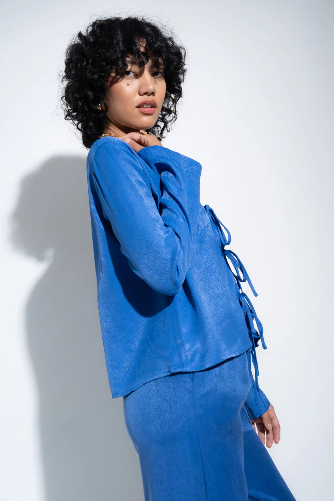 Be Idle Tie Front Top in Cobalt