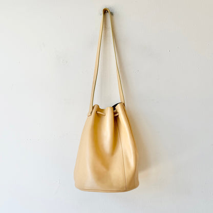 Building Block Leather Bucket Bag