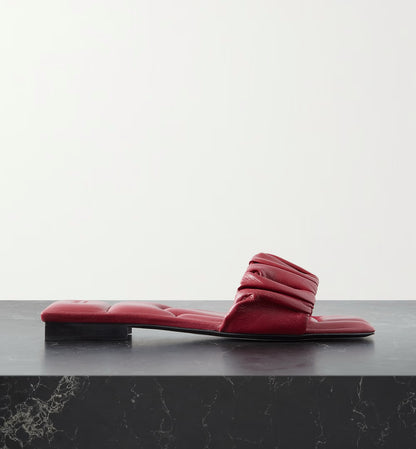 Khaite Ruched Leather Sandals (Sz 37)