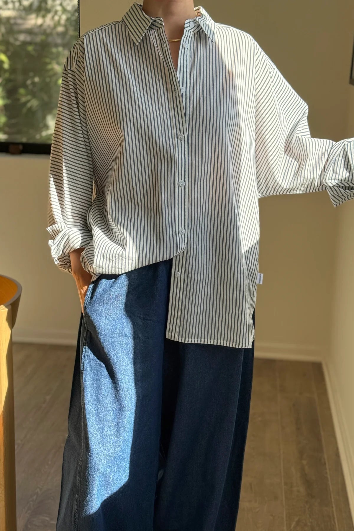 Le Bon Shoppe Light Weight Owen Shirt in Denim Stripe