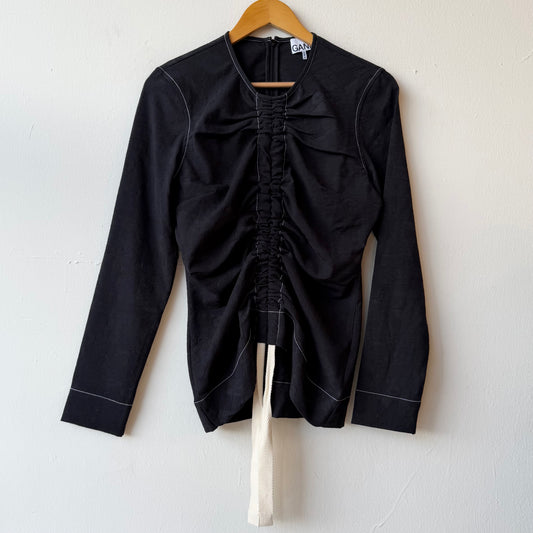 Ganni Drawstring Jacquard Top (L)