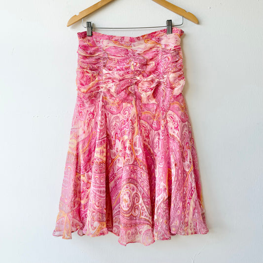 Y2K Paisley Silk Skirt (Sz 4)