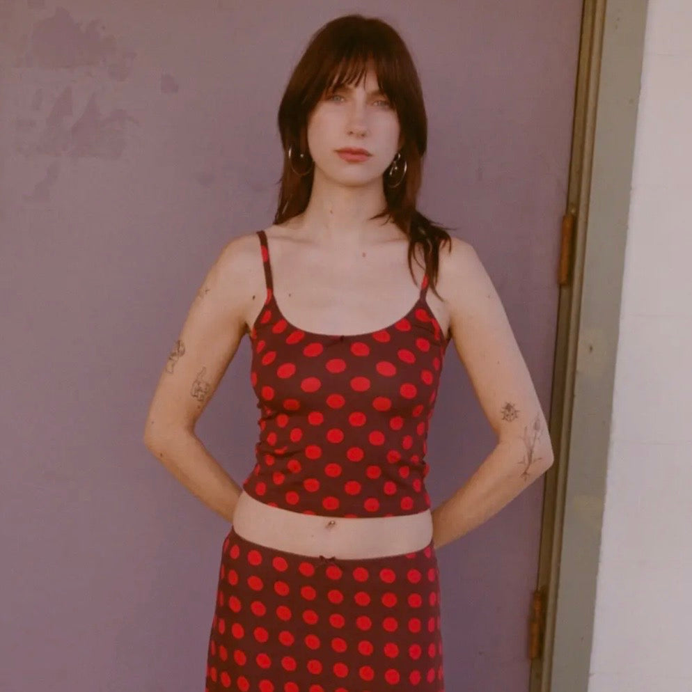 Rat Boi Scoop Back Cami in Scarlet Dot