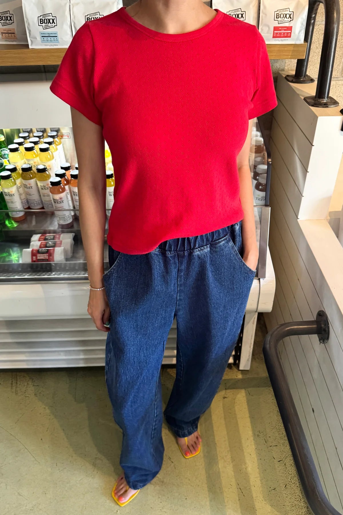 Le Bon Shoppe Pointelle Babe Tee in Red