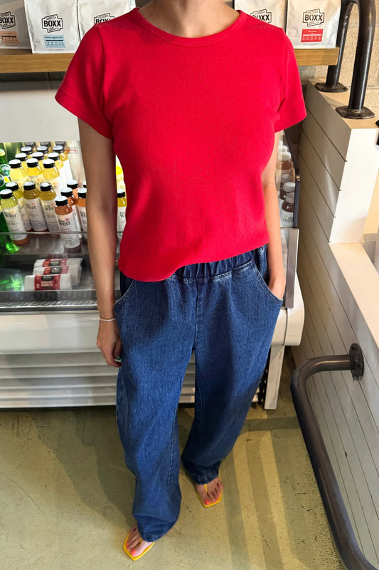 Le Bon Shoppe Pointelle Babe Tee in Red