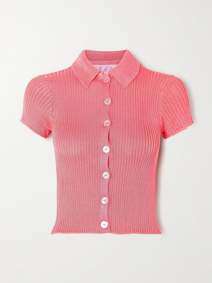 Calle de Mar Ribbed Short Sleeve Cardigan (S)