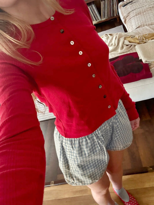 Rat Boi Pointelle Cardigan in Cherry
