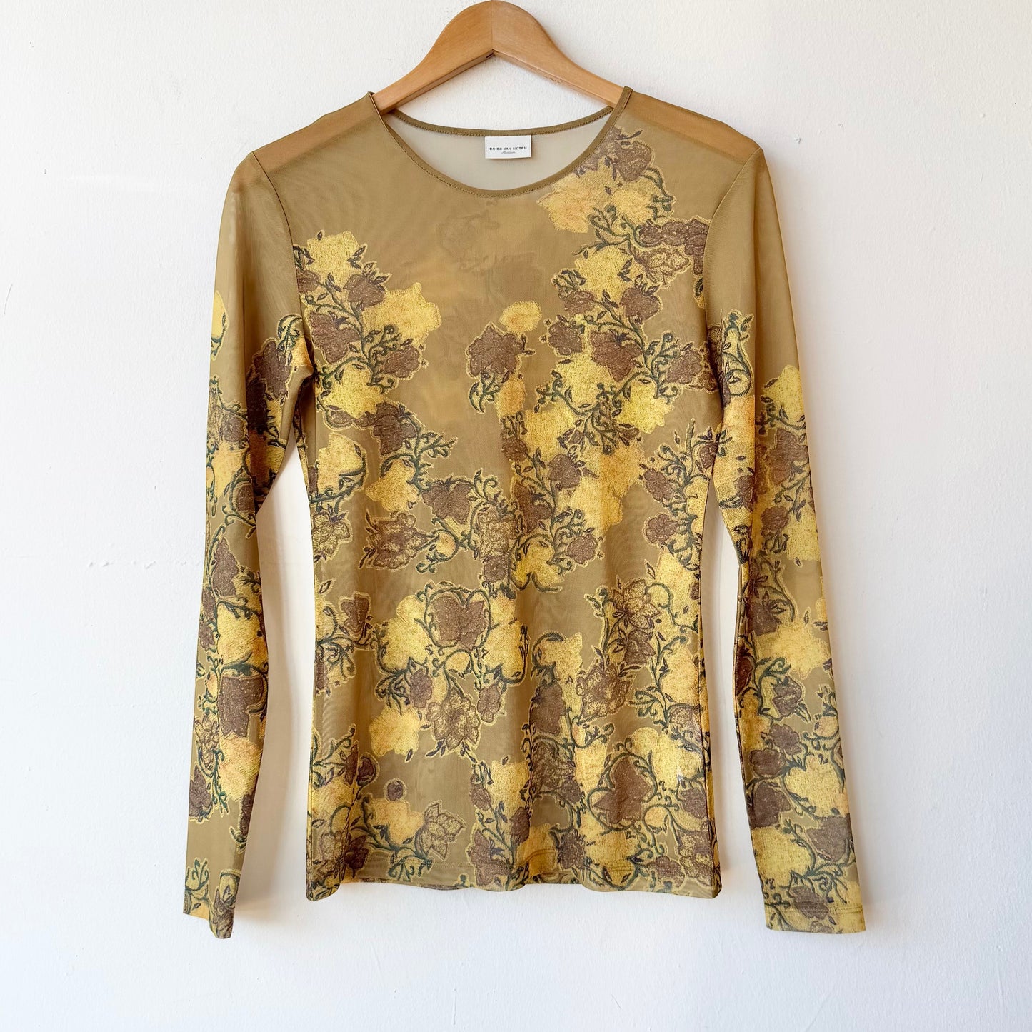 Dries Van Noten Floral Micro Mesh Top (M)
