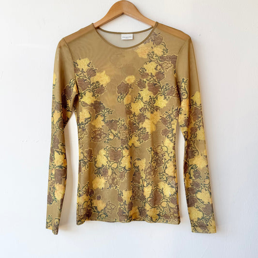 Dries Van Noten Floral Micro Mesh Top (M)