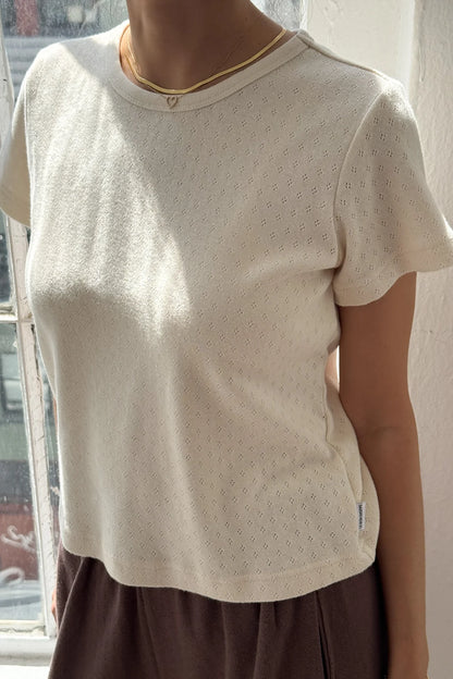Le Bon Shoppe Pointelle Babe Tee in Natural