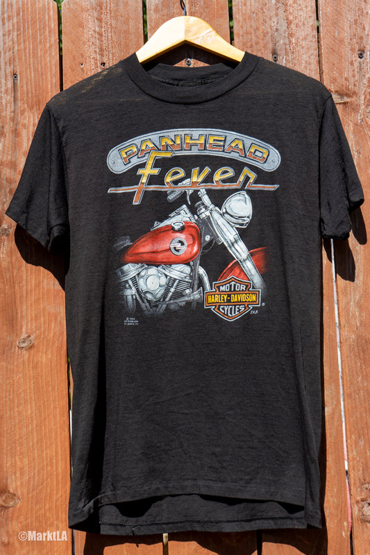 Vintage 80s 3D Emblem Harley Davidson Single Stitch T-shirt Panhead Fever