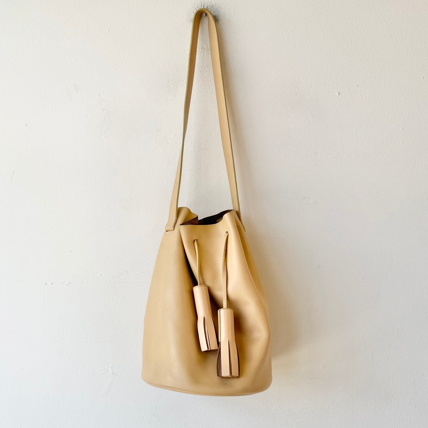 Building Block Leather Bucket Bag