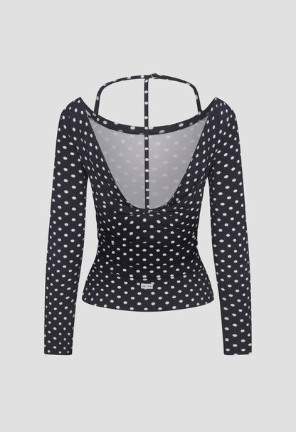 Rat Boi Cowl Back Top in Domino Dot