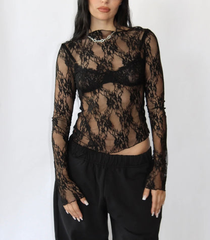 CAMPBELL&KRAMER Demeter Long Sleeve Top in Midnight Lace