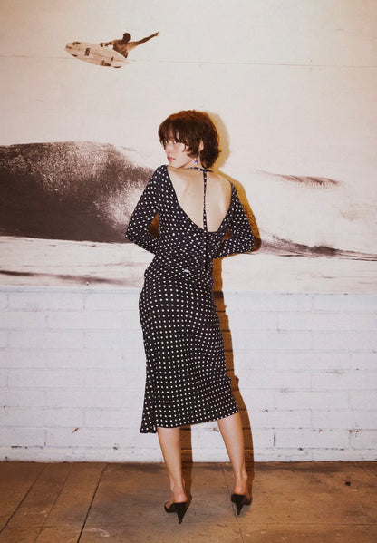 Rat Boi Cowl Back Top in Domino Dot