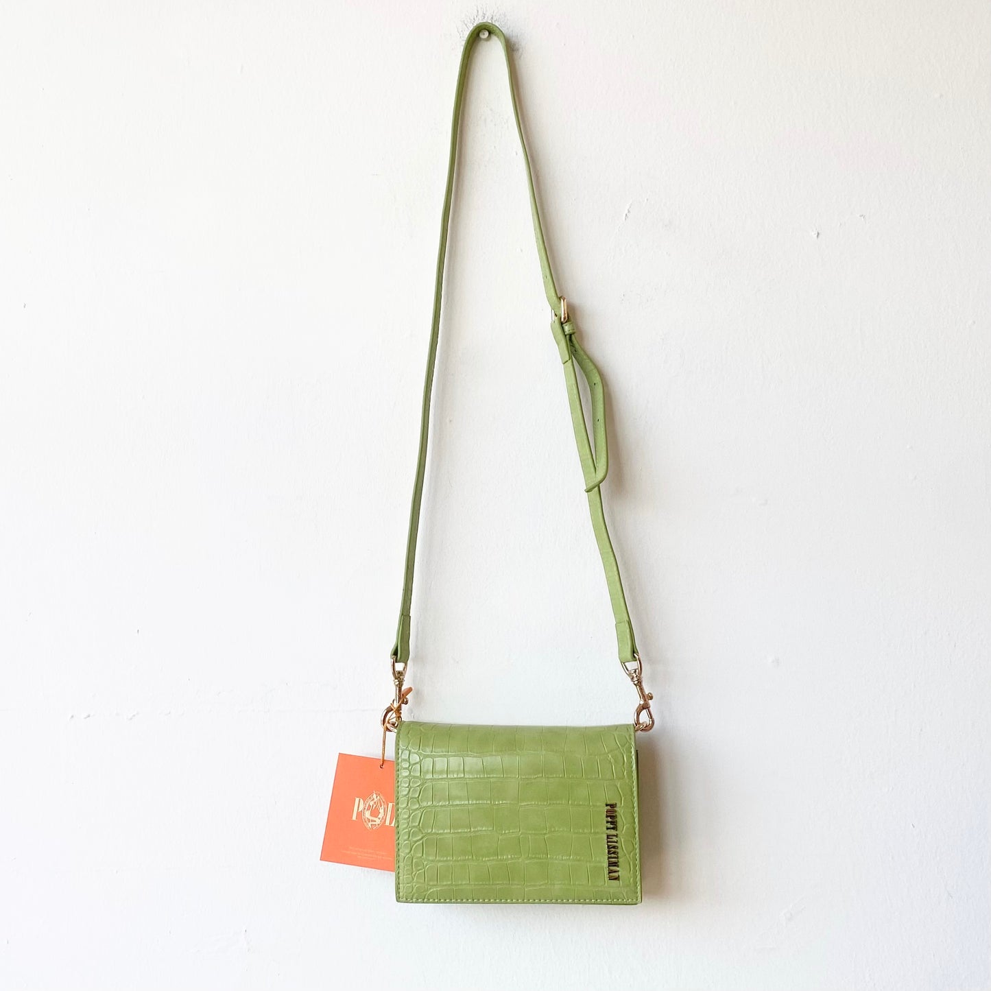 Poppy Lissiman Flap Bag in Lime Croc