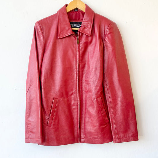 Vintage Red Leather Jacket (M)