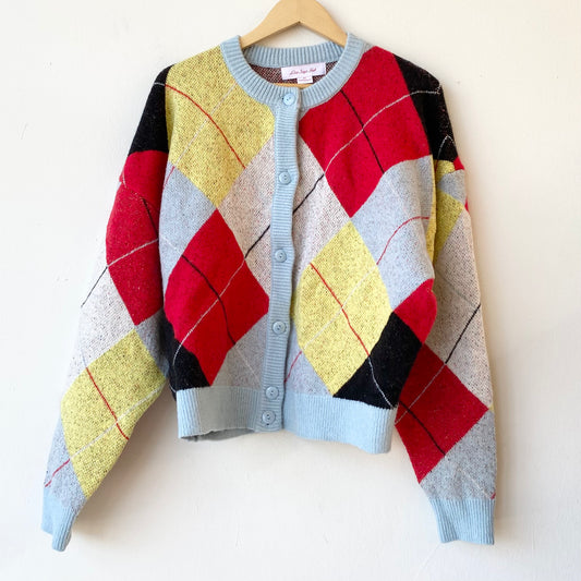 Lisa Says Gah Argyle Cardigan (M/L)