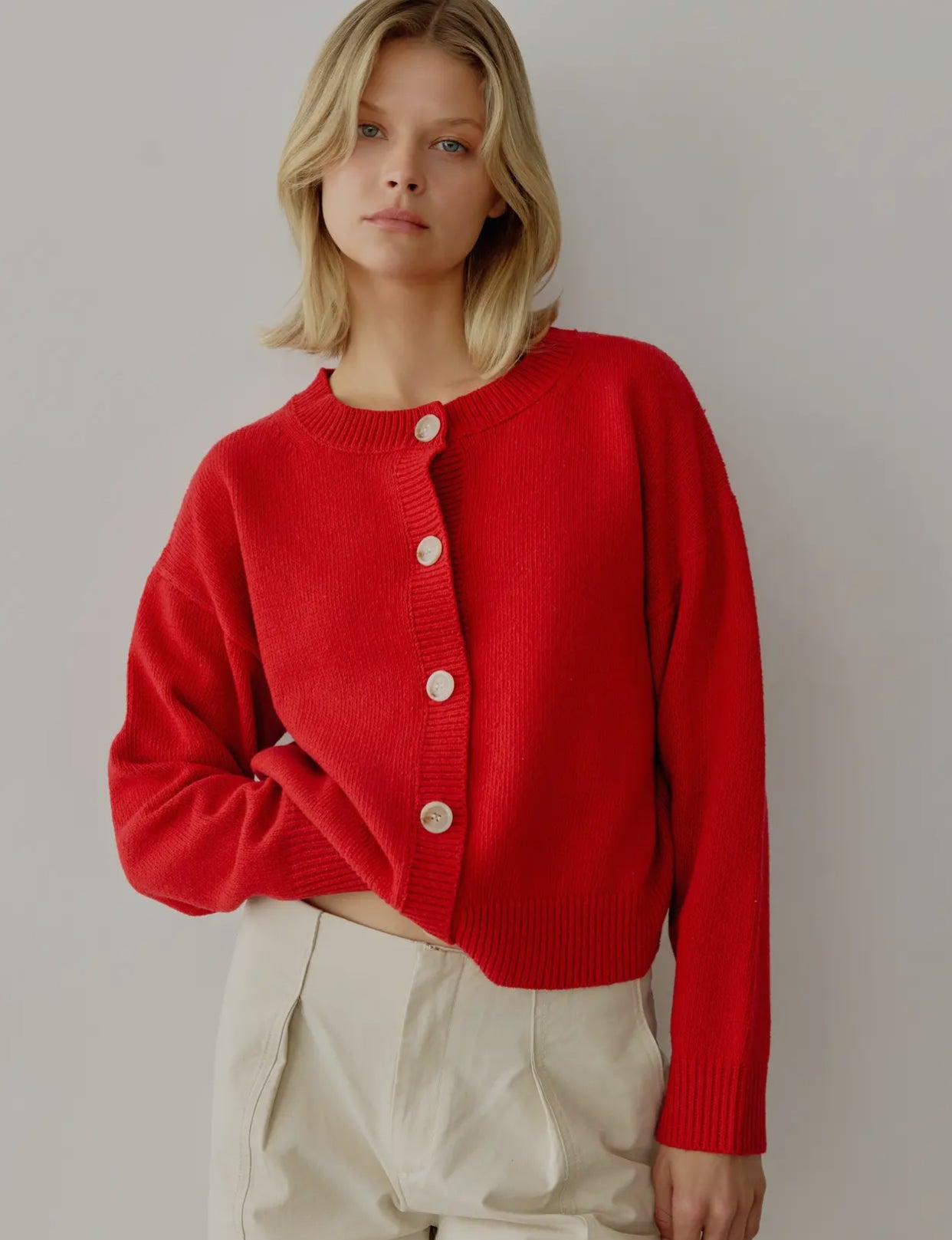 All Row The Lucy Cardigan in Red