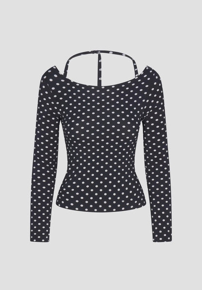 Rat Boi Cowl Back Top in Domino Dot