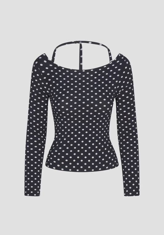 Rat Boi Cowl Back Top in Domino Dot