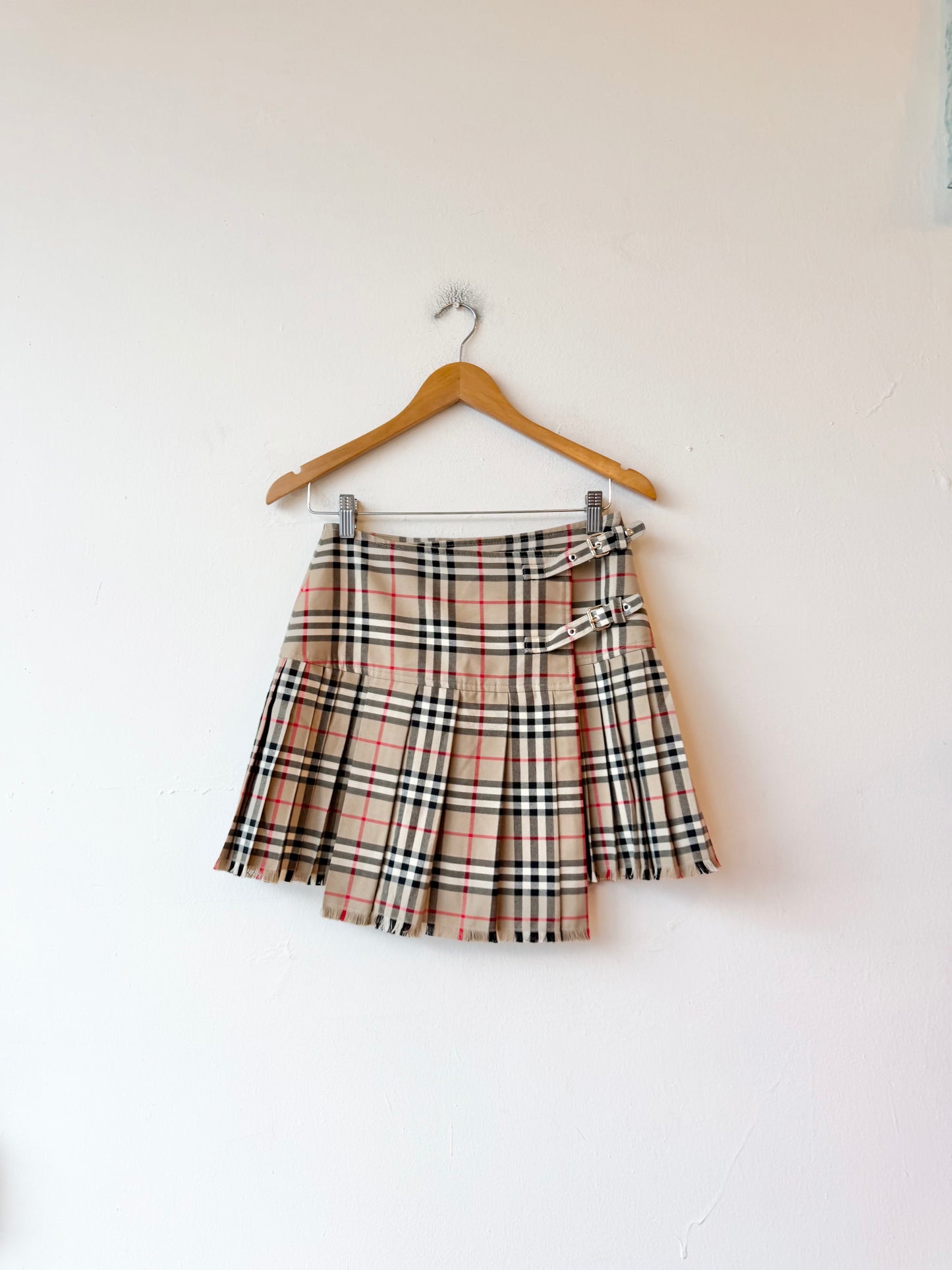 Burberry Pleated Check Wool Mini Kilt (M)
