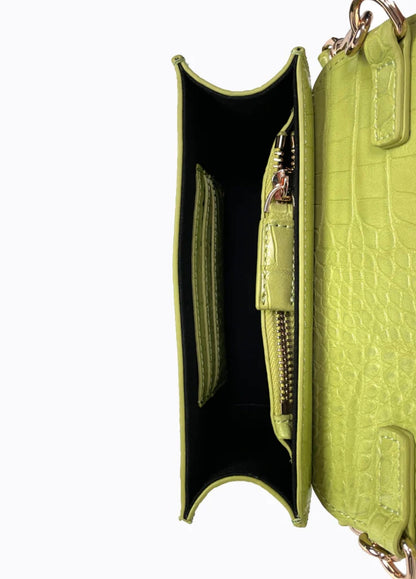 Poppy Lissiman Flap Bag in Lime Croc
