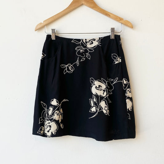 90s Rayon Floral Mini Skirt (XS)