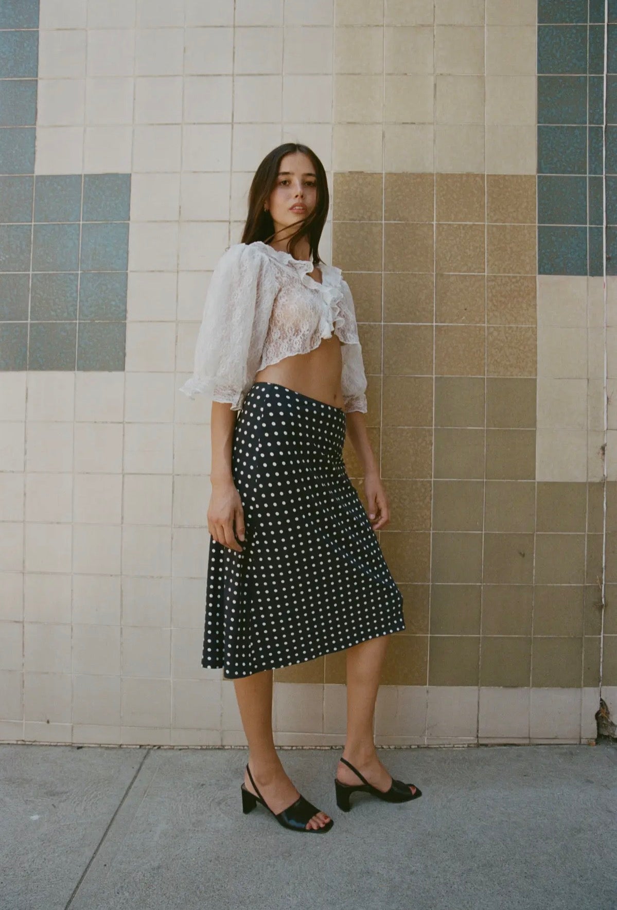 Rat Boi Bias Slip Skirt in Domino Dot