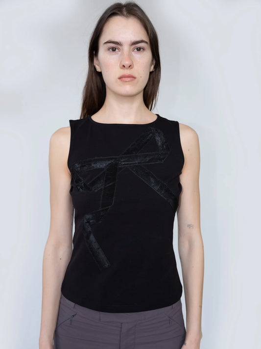 Lovethanks Ribbon Tank in Black