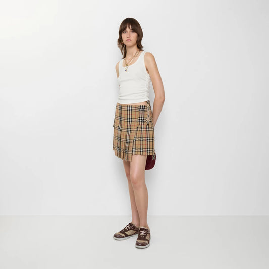 Burberry Pleated Check Wool Mini Kilt (M)