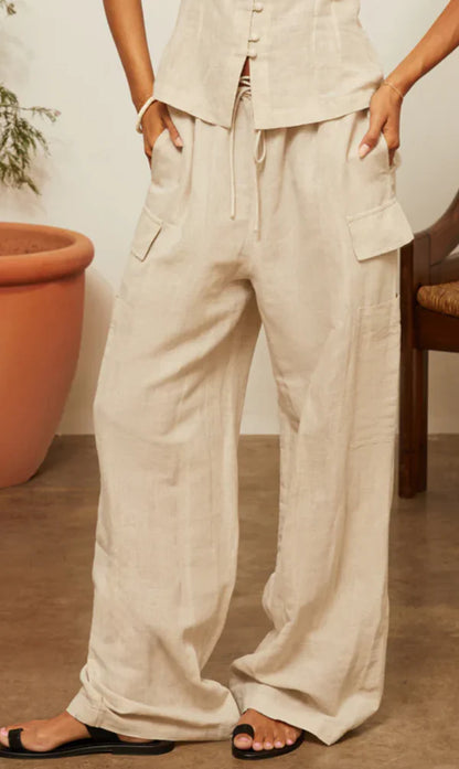 Ciao Lucia Marceau Oatmeal Linen Pant (S)