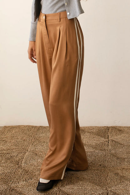 Donni. Twill Pleated Stripe Pant (XS)