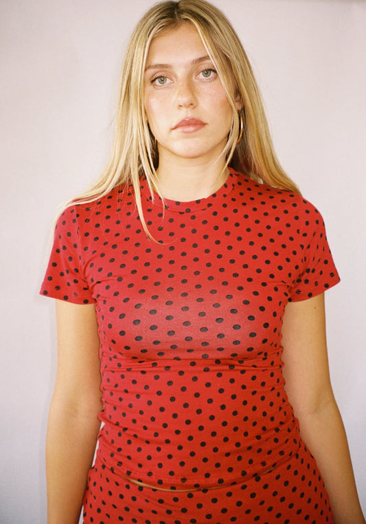 CAMPBELL&KRAMER Thalia Baby Tee in Red Polka Dot
