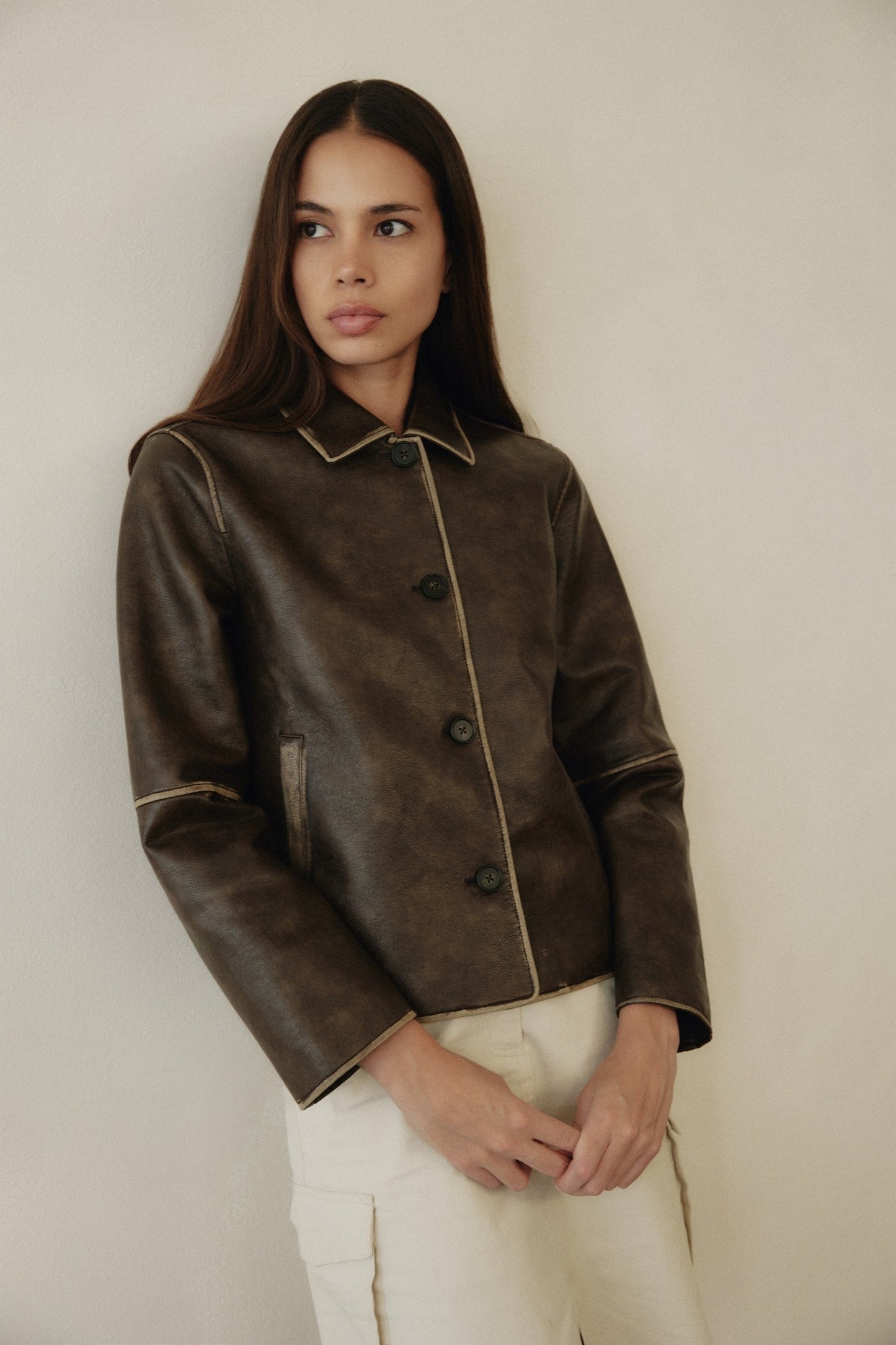 All Row Faux Leather Jacket (S)