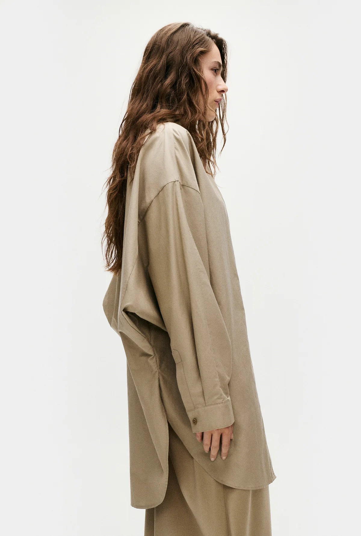 Silk Laundry Cotton Silk Round Shirt in Graphite (XS)