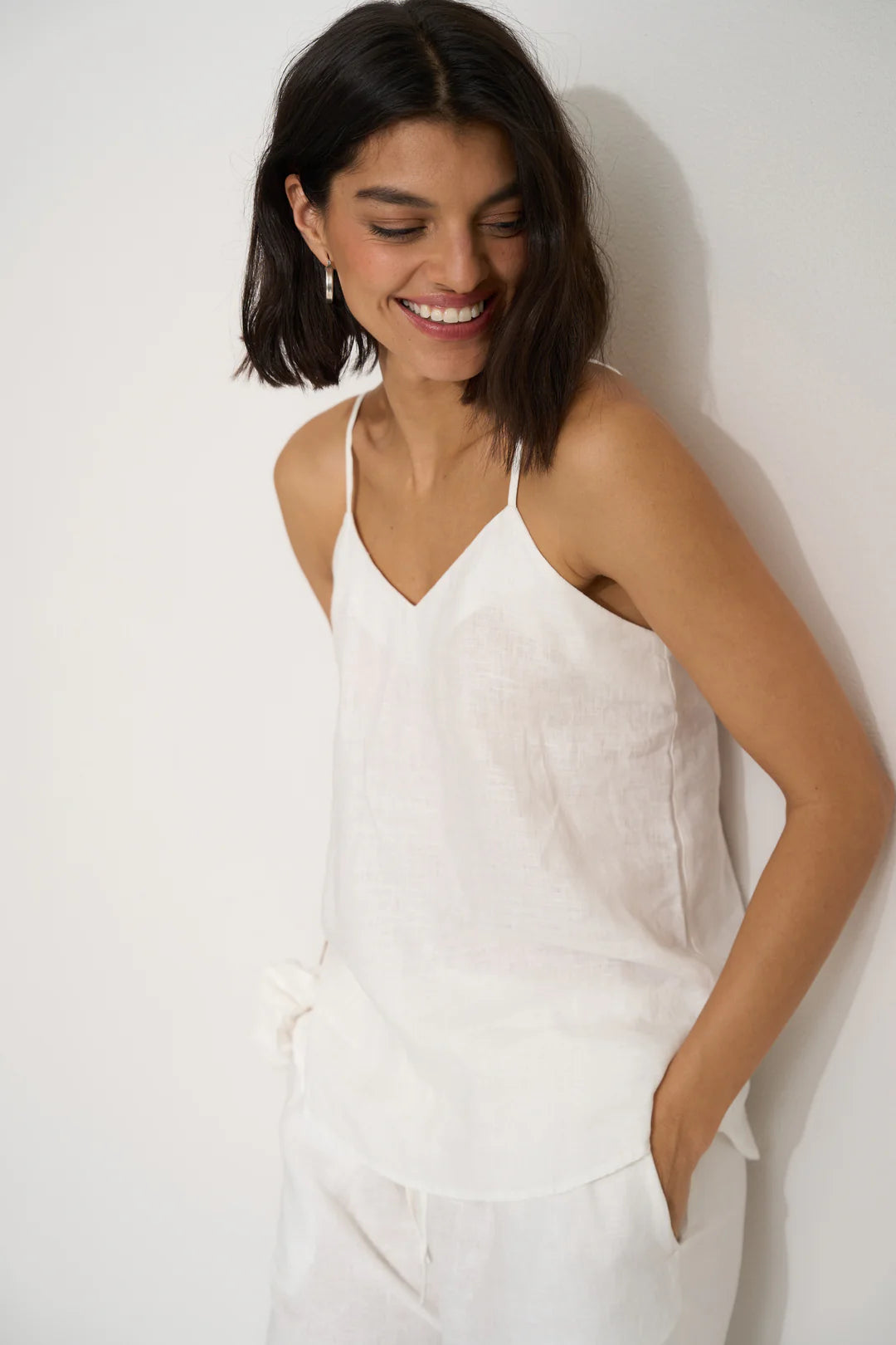 Be Idle The Linen Cami in White